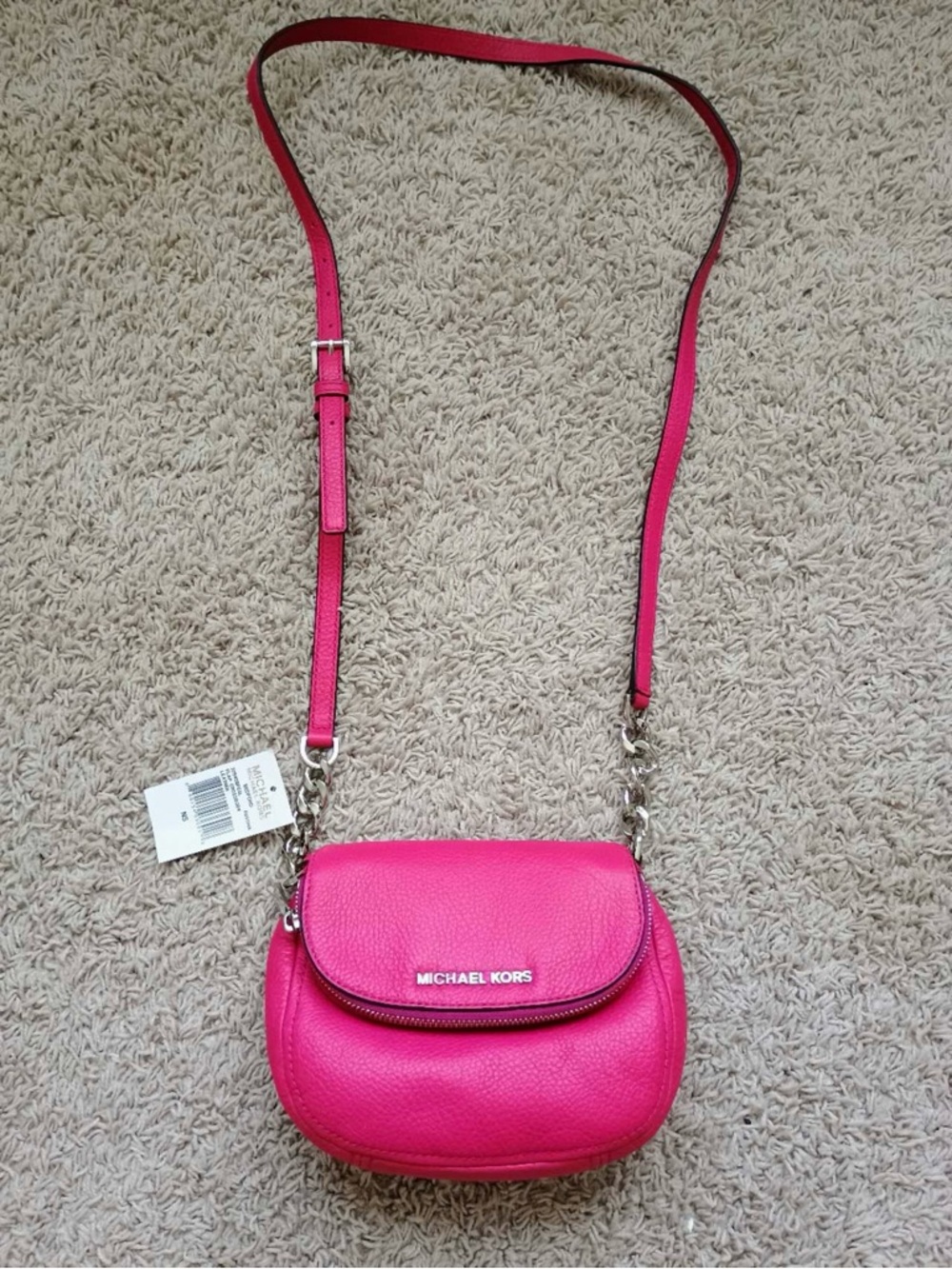 NWT Michael Kors Bedford Flap Crossbody Leather bag Fuschia